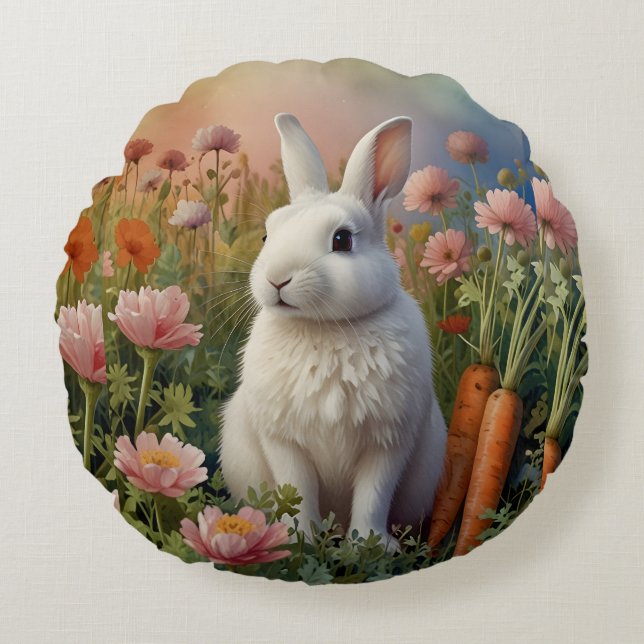 Blossom Bunny & Carrot Patch Rundkissen Rundes Kissen (Vorderseite)