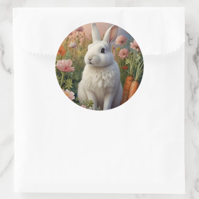 Blossom Bunny & Carrot Pflaster Runder Aufkleber (Tasche)