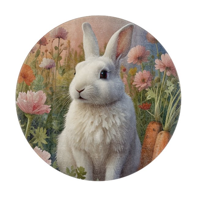Blossom Bunny & Carrot Pflastergläser Schneidebrett (Vorderseite)