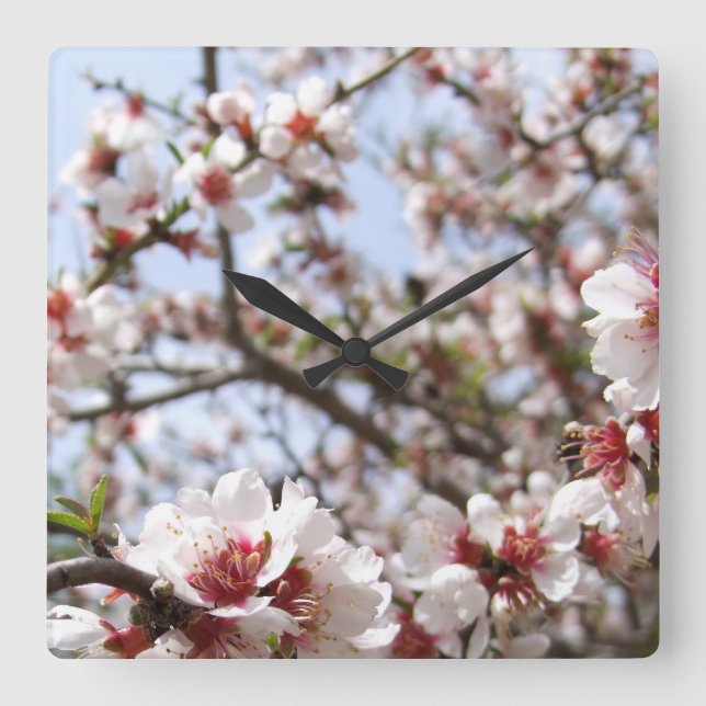 Blossom Clock Quadratische Wanduhr (Vorderseite)