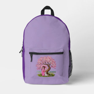 Blossom Dreams: Kimono Girl & Puppy Bedruckter Rucksack