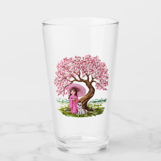 Blossom Dreams: Kimono Girl & Puppy Glas