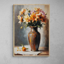 Blossom Elegance: Blume Vase Malerei Poster