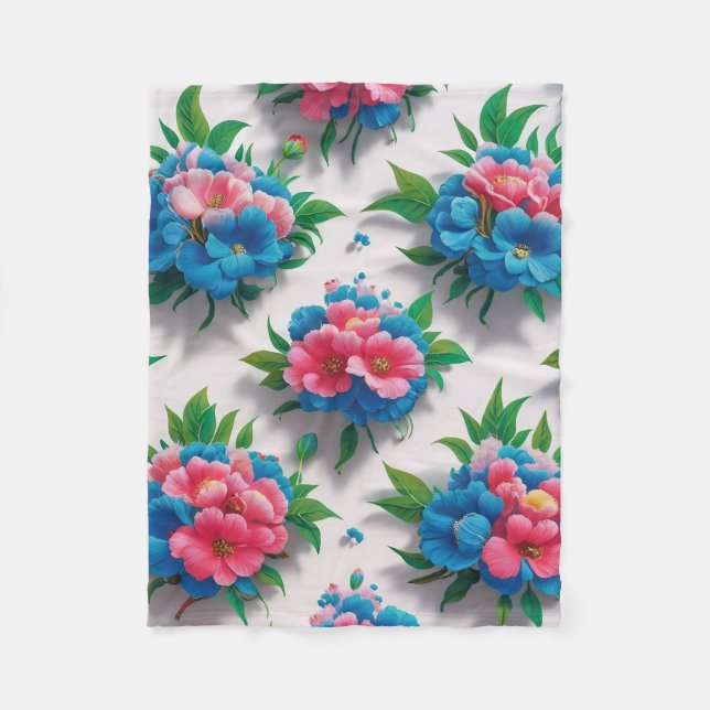 Blossom Elegante: Chic floral Muster Fleecedecke (Vorderseite)