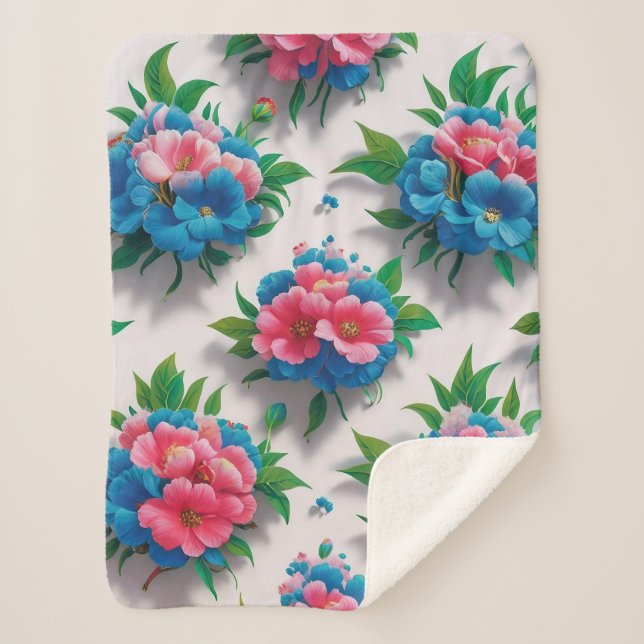 Blossom Elegante: Chic floral Muster Sherpadecke (Vorderseite)