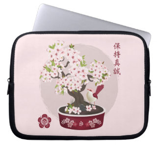 Blossom floral bonsai Vogel Asiatische Grafik Desi Laptopschutzhülle