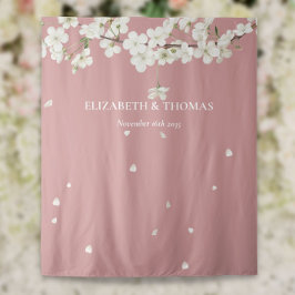 Blossom floral Dusty Rose Hochzeit Foto Hintergrun Wandteppich