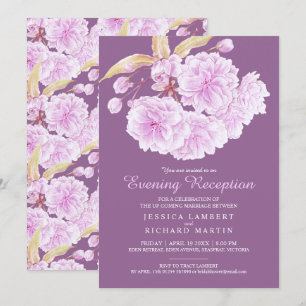 Blossom Frühjahrs dunkler lila Abend Empfang Einladung