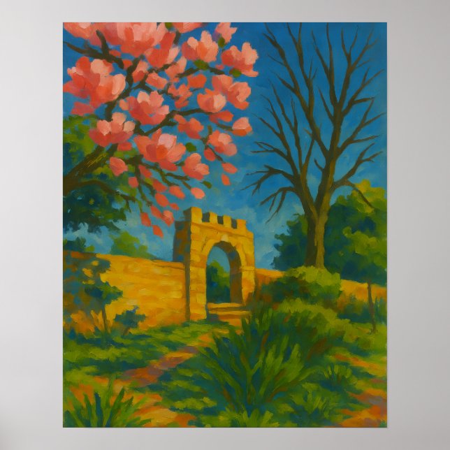 Blossom Gate - Bezaubernde Gartenmalerei Poster (Vorne)