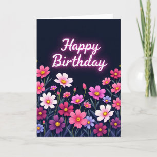 Blossom Geburtstag Schwarze Karte