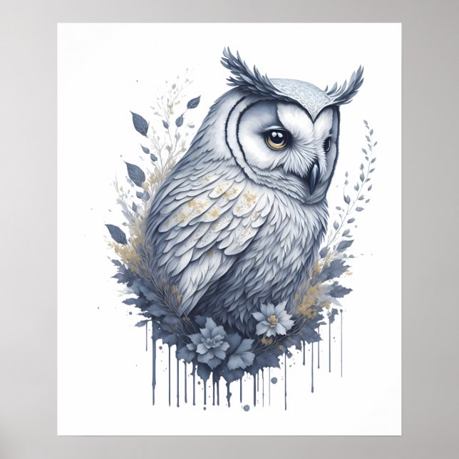 Blossom Guardian: Wasserfarben-Schüssel mit Blumen Poster (Vorne)