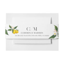 Blossom-Hochzeit von handgemalten Zitronen Einladungsbanderole