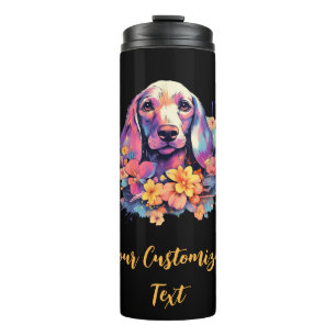 Blossom Hues rund um die Dackel Charm Thermosbecher