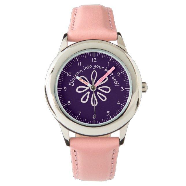Blossom in dein bestes Selbst! Blume Doodle Armbanduhr (Vorderseite)