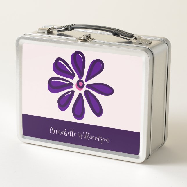 Blossom in Ihr bestes Selbst - Indische Lila Blume Metall Brotdose (Vorderseite)