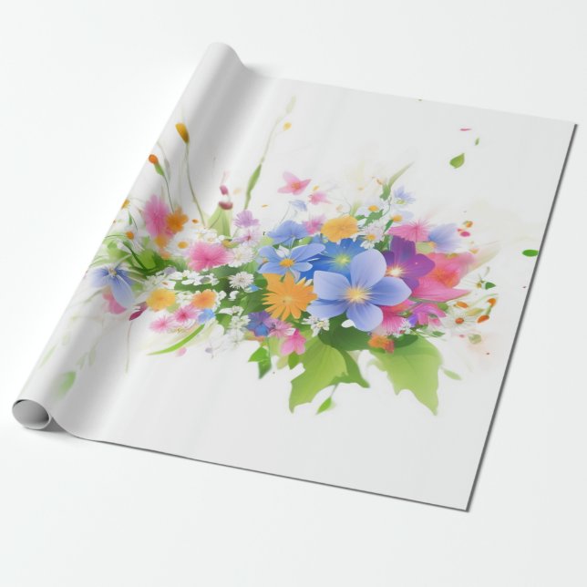 Blossom in Wasserfarbe Geschenkpapier (Ungerollt)