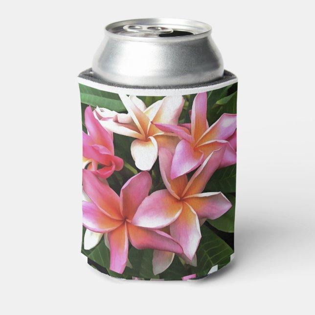 Blossom-Kranz von hellrosa Frangipani Dosenkühler (Kanne Rückseite)