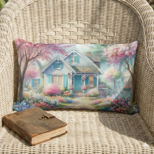 Blossom Lane Blue Cottage-Garten Lendenkissen