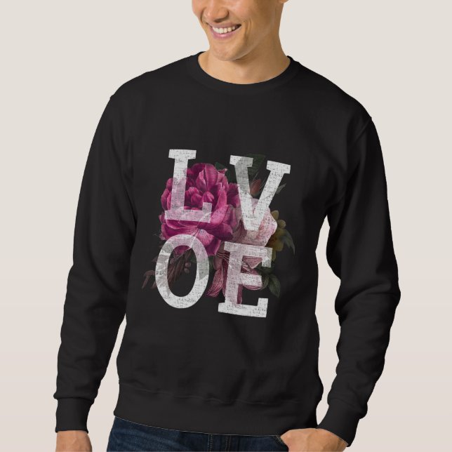 Blossom Liebe Rose Bloom Blume mit Blätter Gardeni Sweatshirt (Vorderseite)