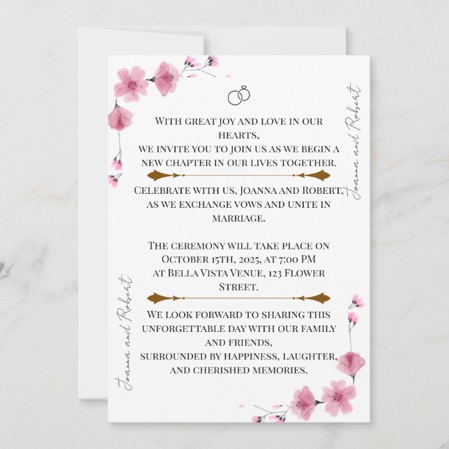 Blossom Love Wedding Invitation (Devant)