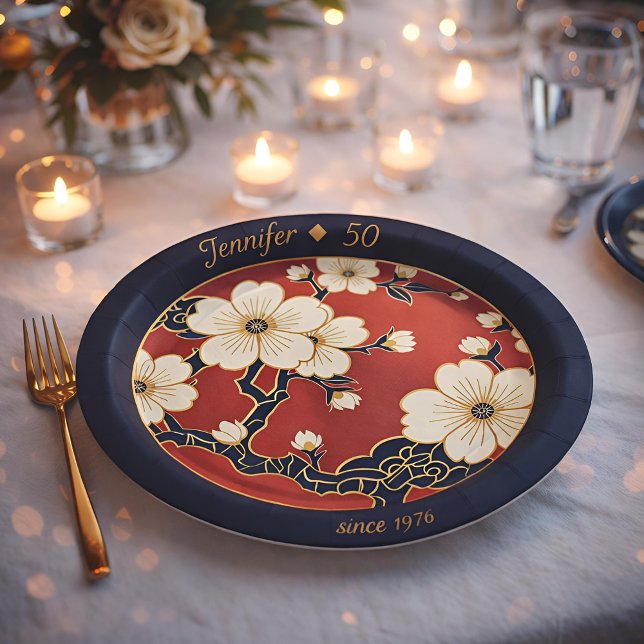 Blossom Nouveau | Elegant Floral Custom Pappteller (Lifestyle Shot)