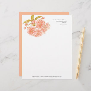 Blossom pfirsichgrüne, weiße Wasserfarbe Briefbogen