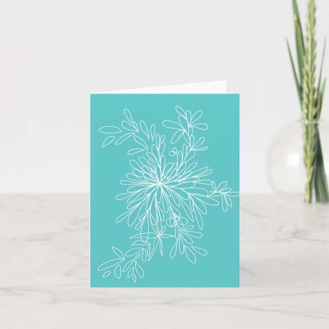 Blossom Pop Aqua-Notecard Karte (Vorderseite)