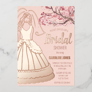 Blossom Roségoldfolie Blumenkleid Brautparty Folieneinladung