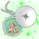 Blossom Serenity Cottagecore Mushroomcore | Medaillon<br><div class="desc">Toadstools,  Pilze und Cottage-Core für Naturliebhaber,  dieser niedliche Pilzkern,  Kerndesign,  mit Monogramm,  um Ihnen zu ermöglichen,  den gelben Text von Blossom Serenity zu allem,  was Sie wählen,  zu ändern. Schöne Sterling silberne Uhrenkette.</div>