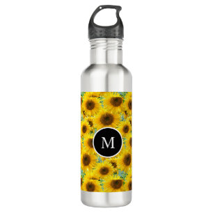Blossom Sonnenblumen und Monogramm Edelstahlflasche