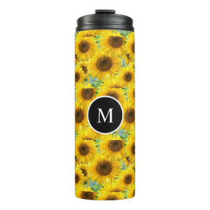Blossom Sonnenblumen und Monogramm Thermosbecher