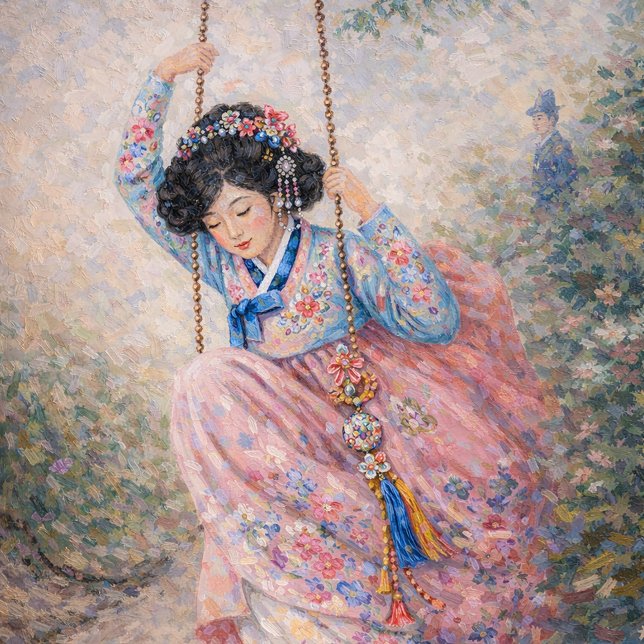 Blossom Swing – A Dream of Spring in Hanbok Notebo Notizbuch (Von Creator hochgeladen)