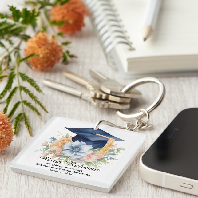 🎓Blossom & Tassel Graduation Schlüsselanhänger (Vorderseite rechts)