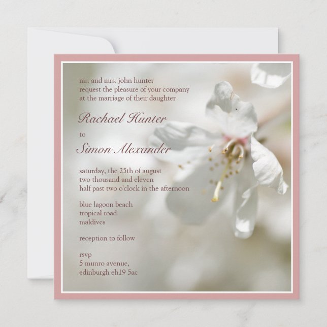 Blossom Wedding Pale Cherry Einladung (Vorderseite)