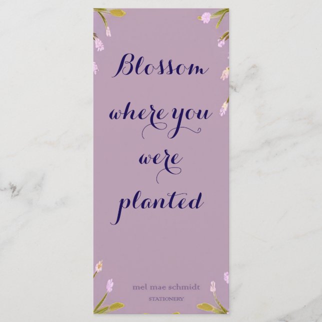 Blossom where you´re planted Bookmark Lesezeichen Menükarte (Vorderseite)