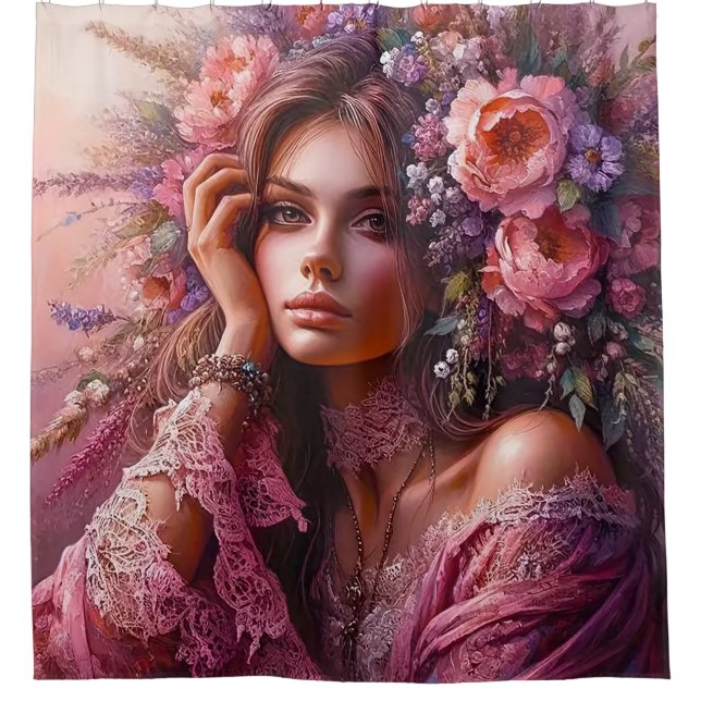 Blossoming Grace Duschvorhang (Vorderseite)