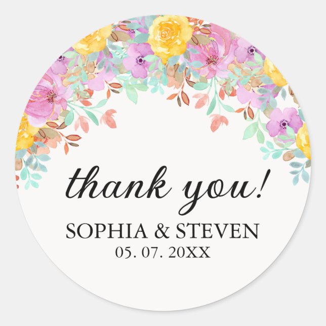 Blossoming Love – A Spring Floral Wedding Runder Aufkleber (Vorderseite)