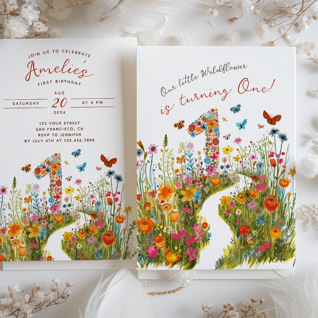 Blossoming One : Floral First Birthday Invitation (Créateur téléchargé)