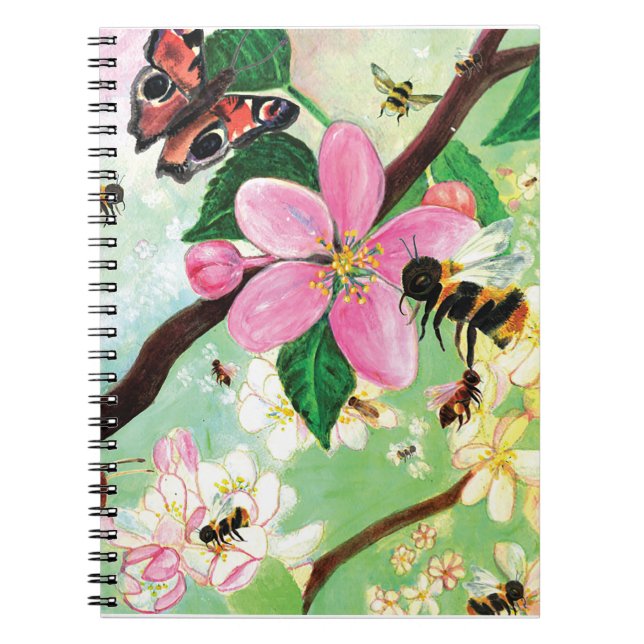 Blossoming Tree with Bees Notebook Notizblock (Vorderseite)