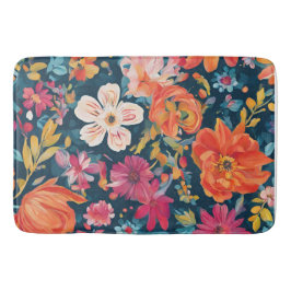Blossoms of Hope: Vibrant Floral Graphic Badematte