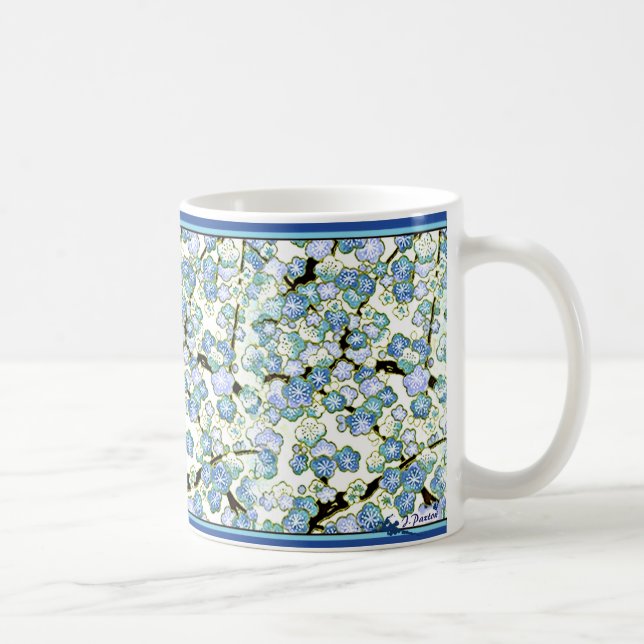 Blossums bleu japonais - tasse de café de 11 onces (Droite)