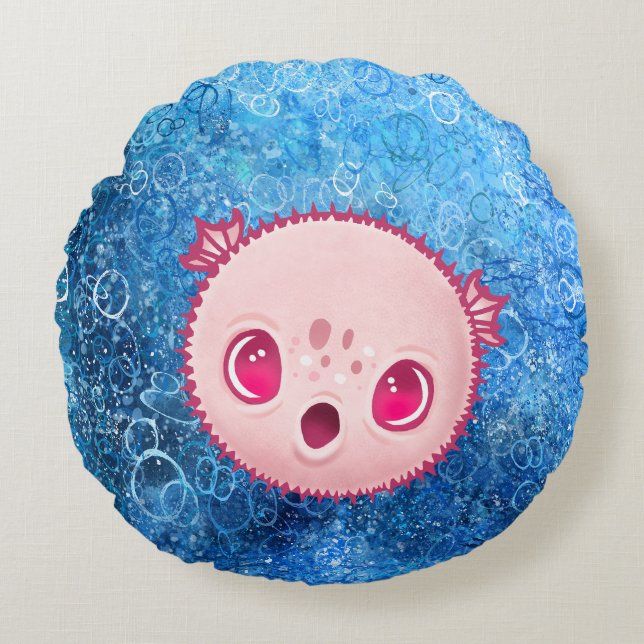 Blowfish Rundes Kissen (Vorderseite)