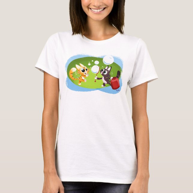 BLOWING BUBBLES CATS VON Jeff Willis T-Shirt (Vorderseite)
