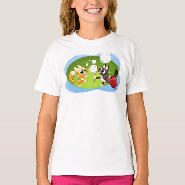 BLOWING BUBBLES CATS VON Jeff Willis T-Shirt (Vorderseite)