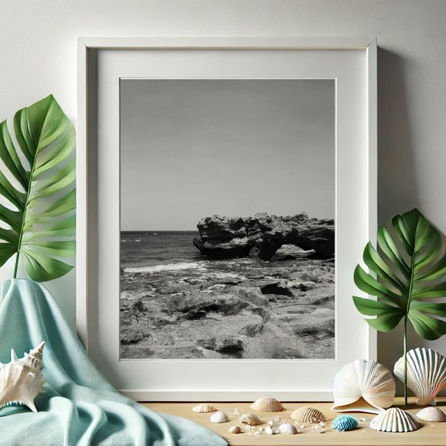 Blowks Jupiter Florida Beach Photographie (South Florida beach pictures black and white photography Blowing Rocks Jupiter Victoria Grigaliunas)