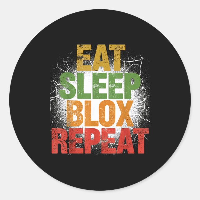 Blox Gaming _ Eat Sleep Blox Repeat _ Kids Gaming  Runder Aufkleber (Vorderseite)