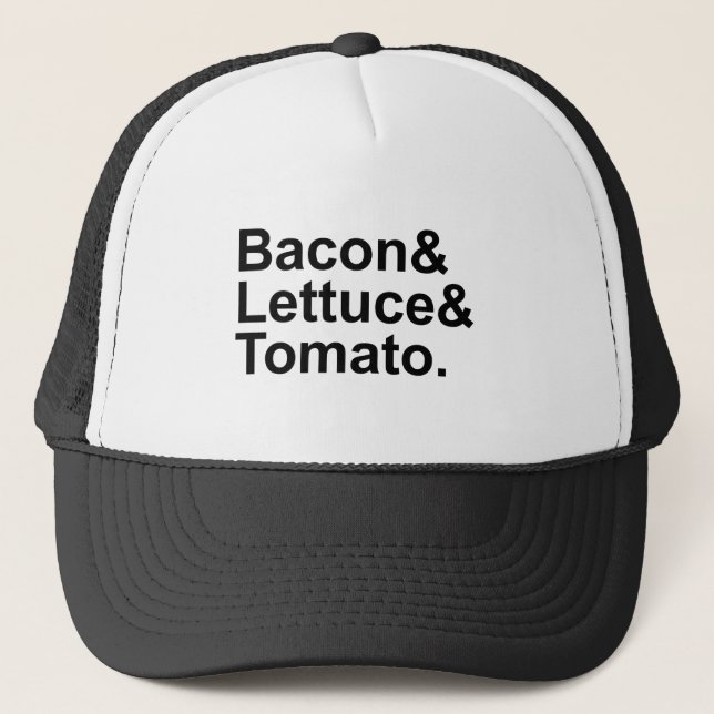 BLT Bacon Lettuce Tomato List String Truckerkappe (Vorderseite)