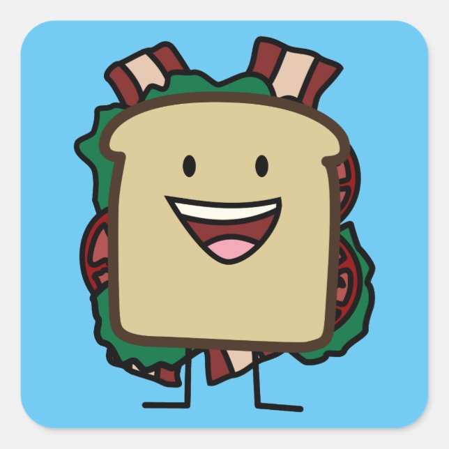 BLT Sandwich Bacon Lettuce und Tomato Foods Design Quadratischer Aufkleber (Vorderseite)