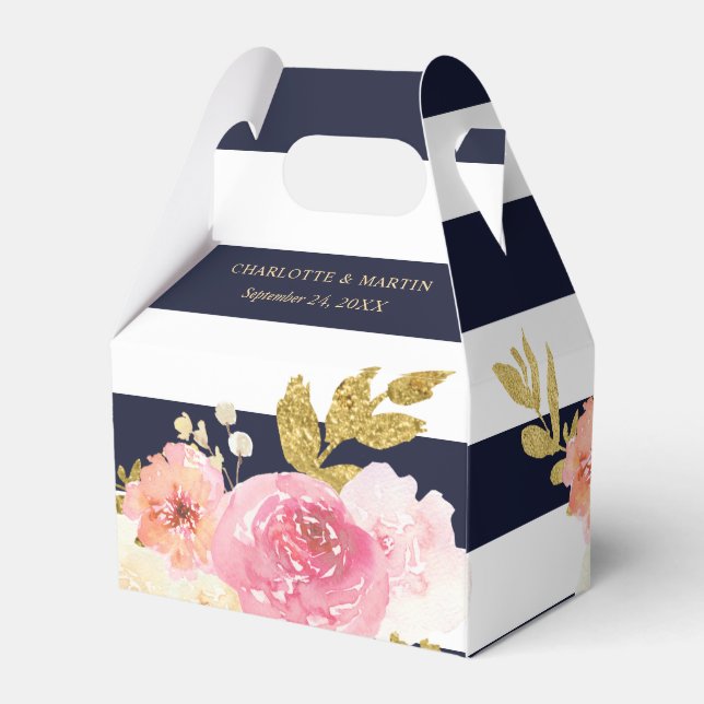 Blu Blush Pink Gold Blumenzwiebeln Geschenkschachtel (Rückseite)