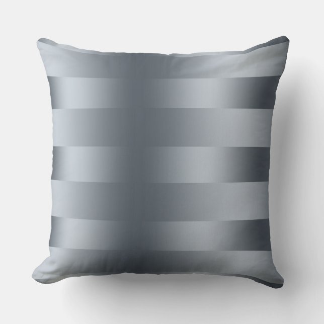 Blu-Gray Streifen Muster Satin Look Kissen (Vorderseite)